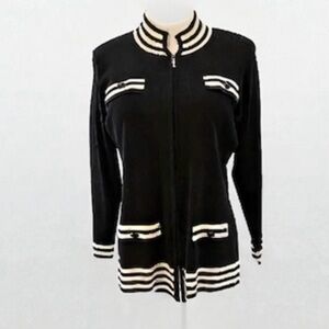 Exclusively Misook Cardigan Zip front Knit Sweater Jacket